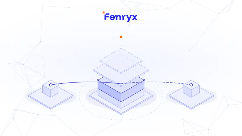 Isometric illustration of a layered blue stack with dotted outline layers hovering above it, flanked by two smaller connected platforms.