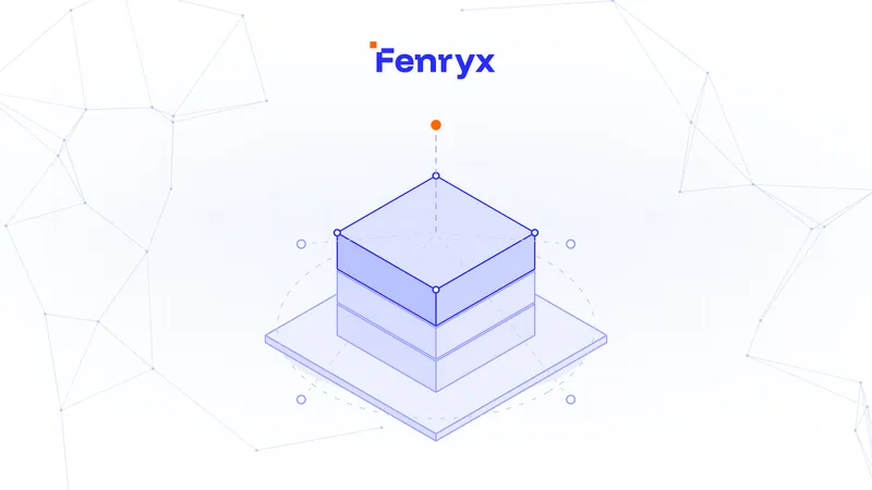 Isometric illustration of a single layered blue block on a platform, ringed by a dashed circle of small nodes.